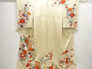 アンティーク　錦紗草花模様着物